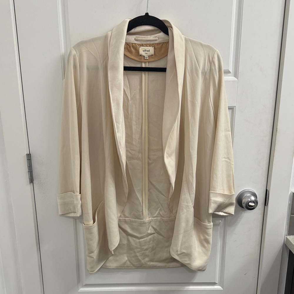 Aritzia Wilfred Cavelier Cream Open‎ Front Blazer Size 4